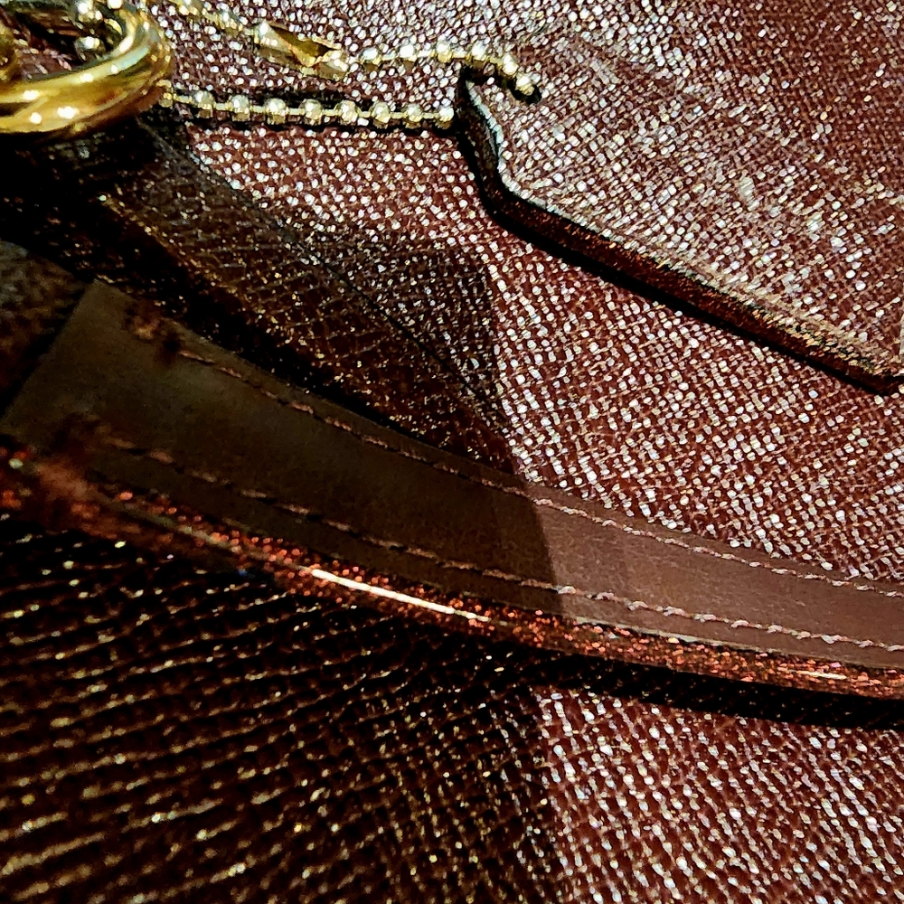 COACH Bordeaux Sparkling  Pebbled Leather Satchel Bag - Picture 13 of 14